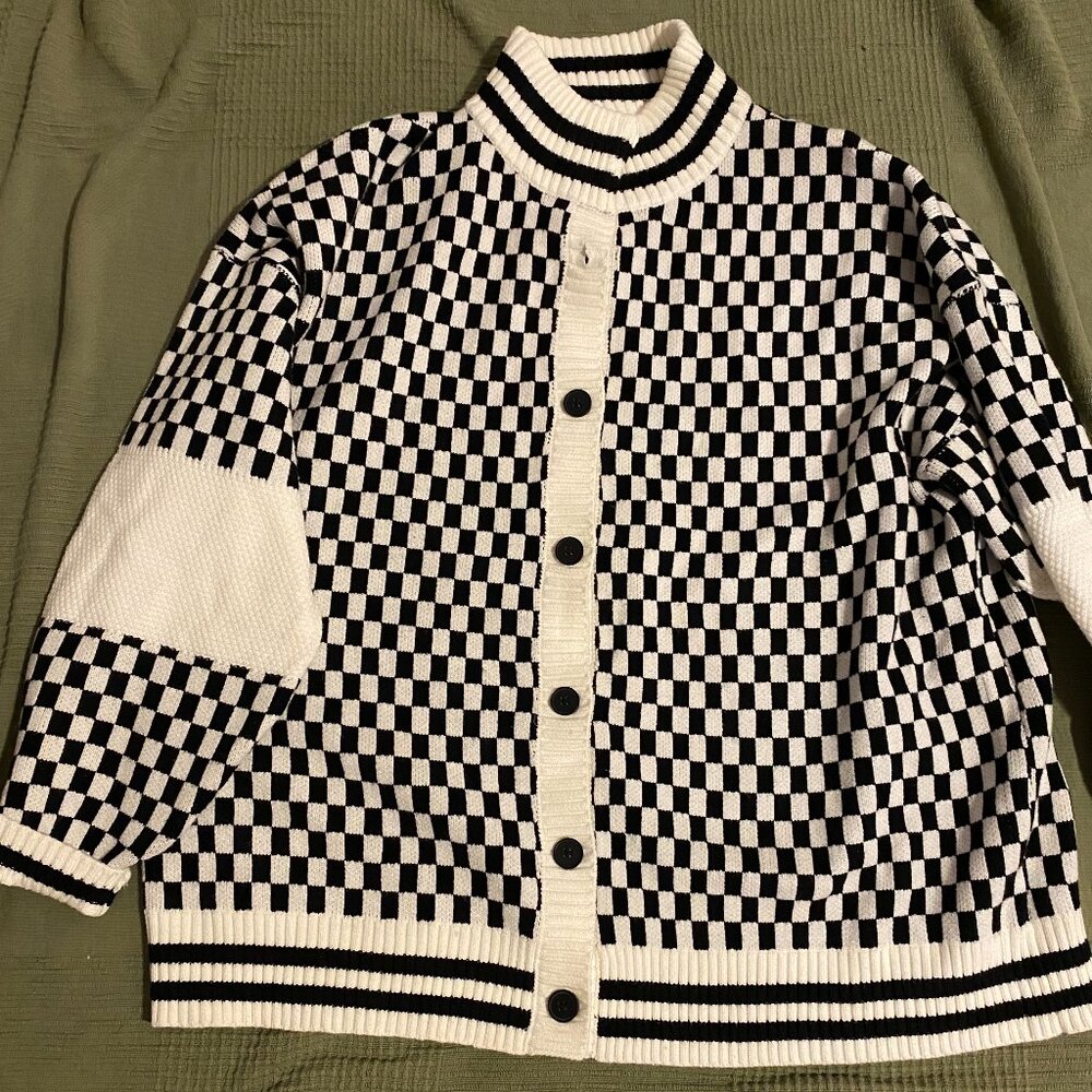 Dressed in Lala - Get What I Want Grandpa Cardigan in Black + White S/M